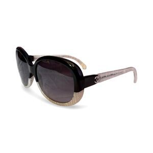 CHANEL 5176 Sunglasses Black and White Coco Mark Gradient Size 56/16